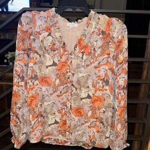 Current Air Floral Blouse - Orange and Cream
